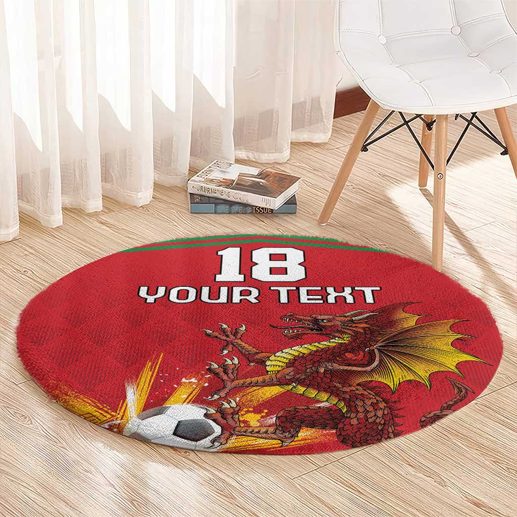 Custom Wales Football Round Carpet Y Ddraig Goch Ddyry Cychwyn