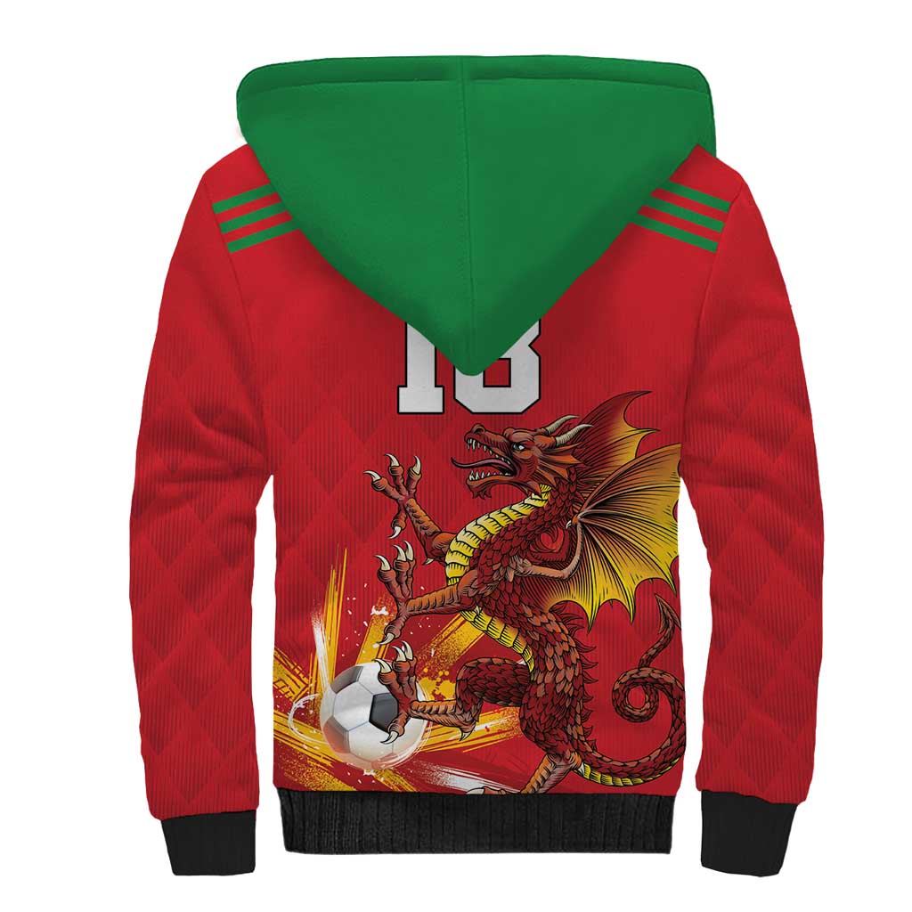 Custom Wales Football Sherpa Hoodie Y Ddraig Goch Ddyry Cychwyn