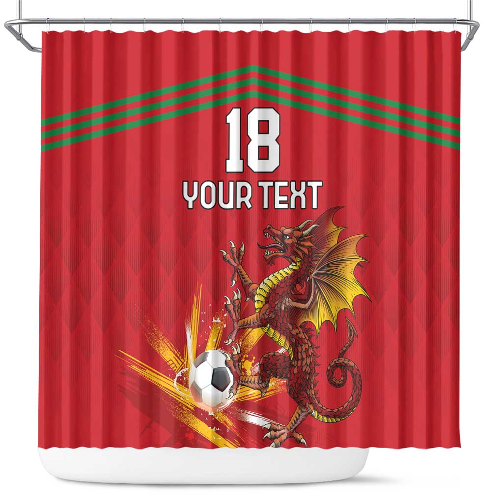 Custom Wales Football Shower Curtain Y Ddraig Goch Ddyry Cychwyn