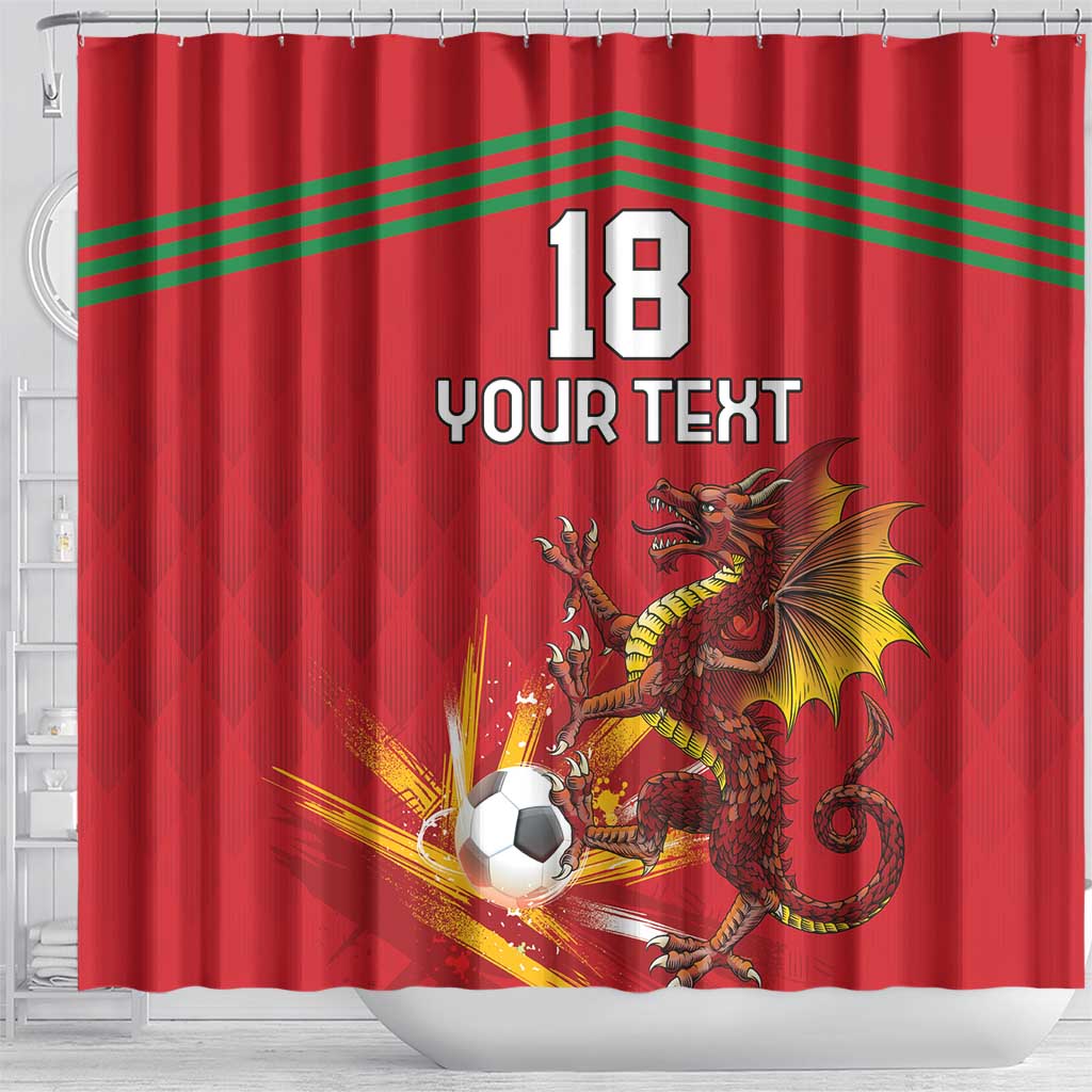 Custom Wales Football Shower Curtain Y Ddraig Goch Ddyry Cychwyn