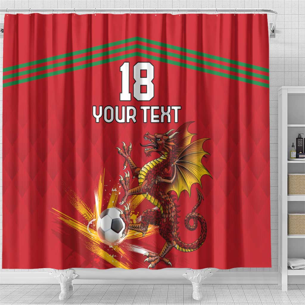 Custom Wales Football Shower Curtain Y Ddraig Goch Ddyry Cychwyn