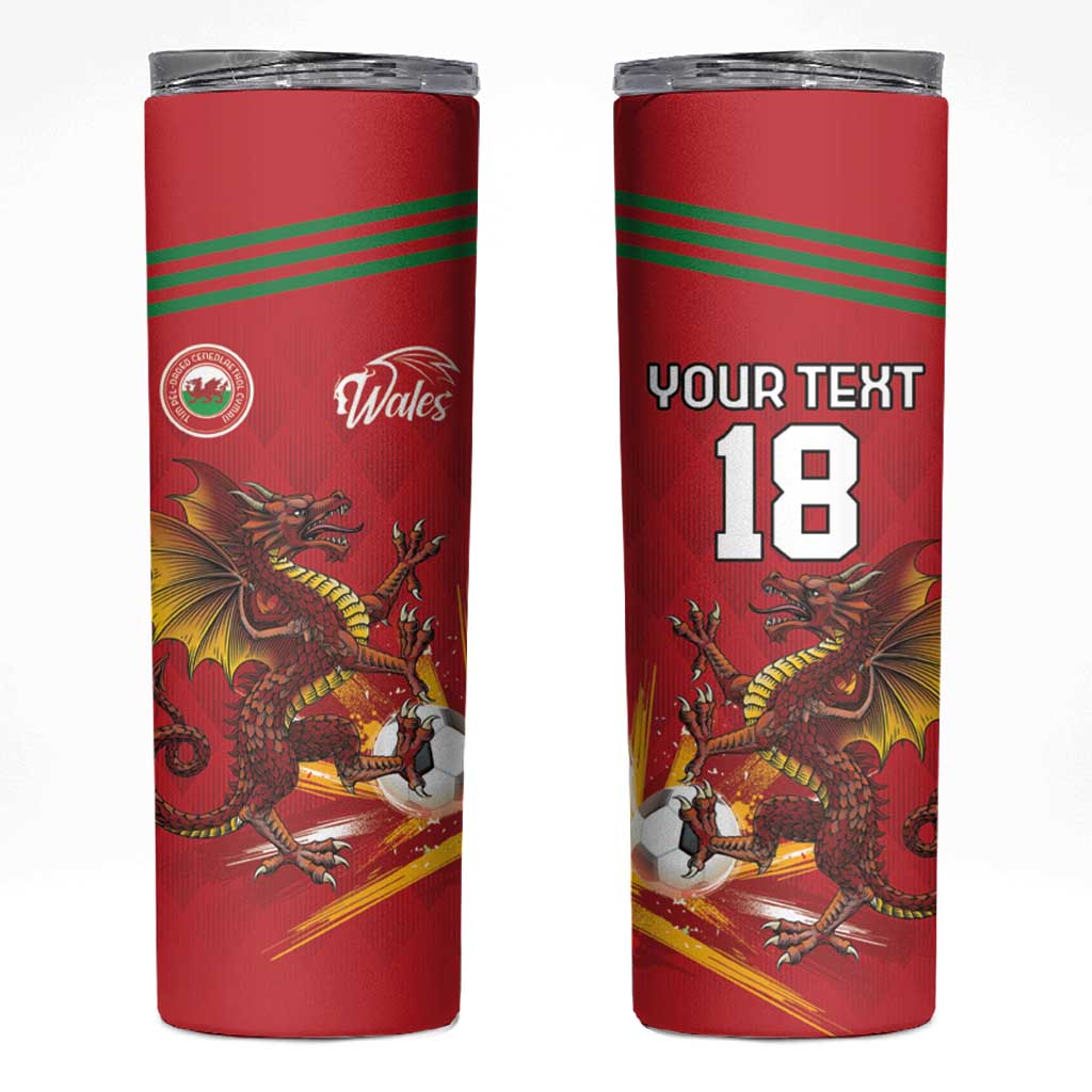 Custom Wales Football Skinny Tumbler Y Ddraig Goch Ddyry Cychwyn