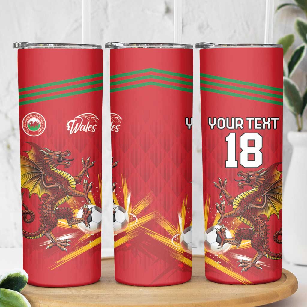 Custom Wales Football Skinny Tumbler Y Ddraig Goch Ddyry Cychwyn