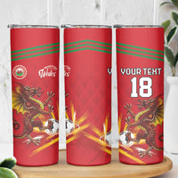 Custom Wales Football Skinny Tumbler Y Ddraig Goch Ddyry Cychwyn