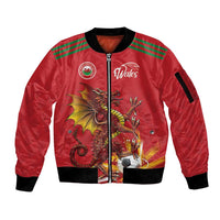 Custom Wales Football Sleeve Zip Bomber Jacket Y Ddraig Goch Ddyry Cychwyn