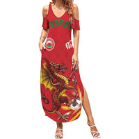 Custom Wales Football Summer Maxi Dress Y Ddraig Goch Ddyry Cychwyn