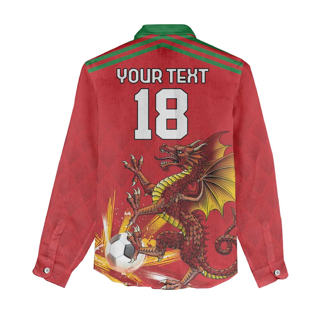 Custom Wales Football Women Casual Shirt Y Ddraig Goch Ddyry Cychwyn