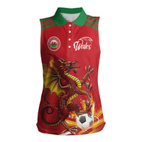 Custom Wales Football Women Sleeveless Polo Shirt Y Ddraig Goch Ddyry Cychwyn