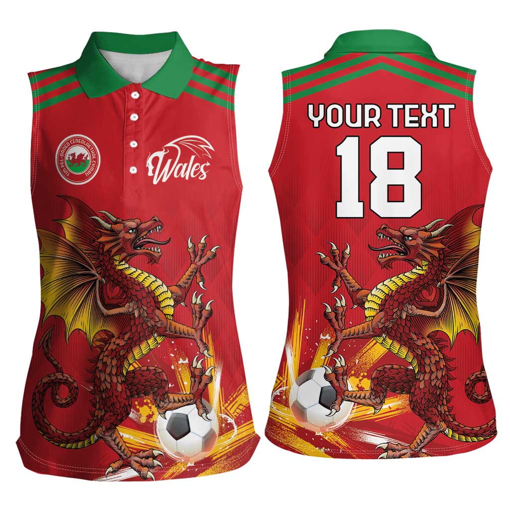 Custom Wales Football Women Sleeveless Polo Shirt Y Ddraig Goch Ddyry Cychwyn