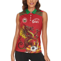 Custom Wales Football Women Sleeveless Polo Shirt Y Ddraig Goch Ddyry Cychwyn