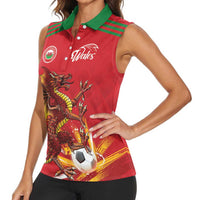 Custom Wales Football Women Sleeveless Polo Shirt Y Ddraig Goch Ddyry Cychwyn