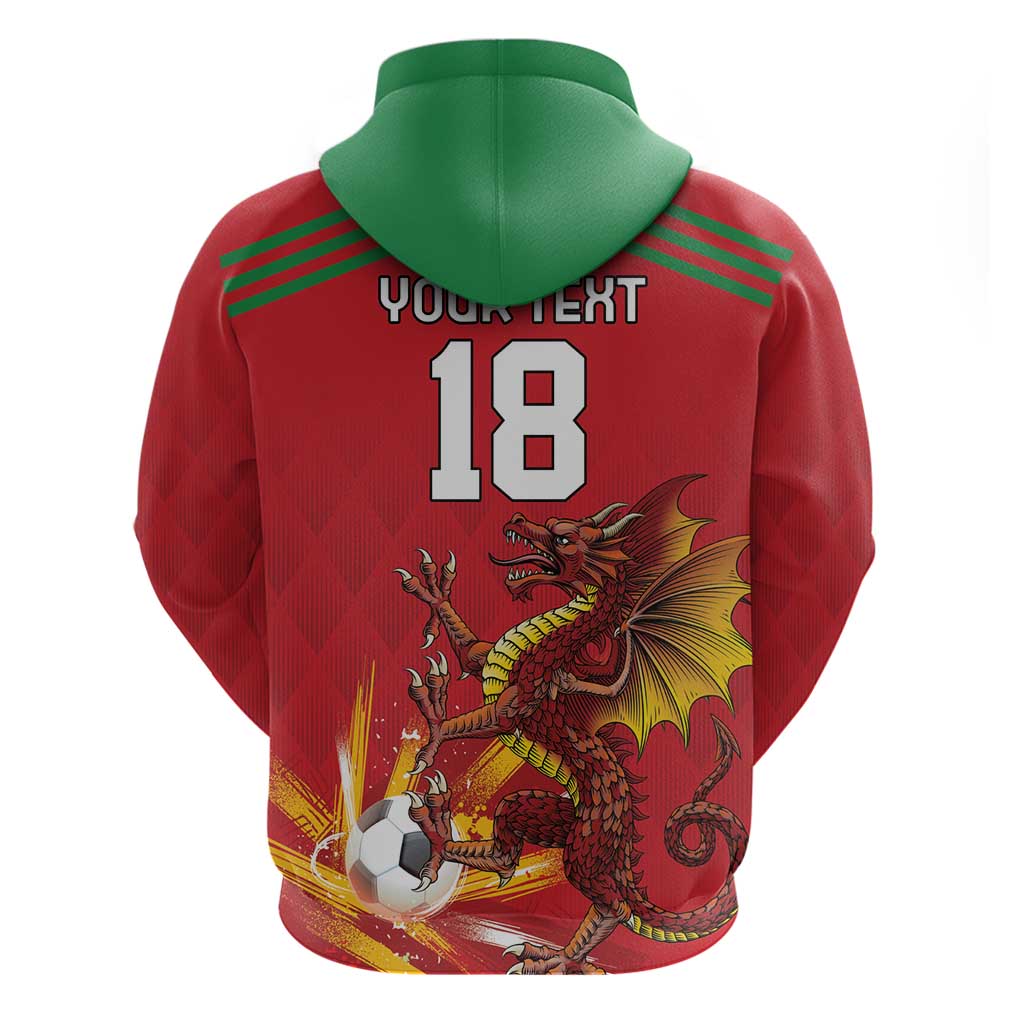 Custom Wales Football Zip Hoodie Y Ddraig Goch Ddyry Cychwyn