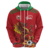 Custom Wales Football Zip Hoodie Y Ddraig Goch Ddyry Cychwyn
