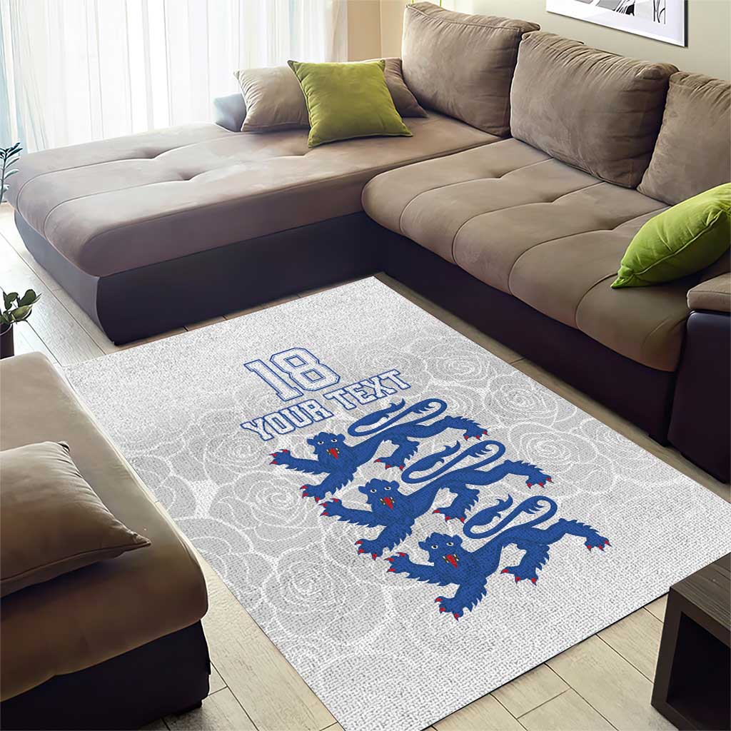 Custom England Fooball Area Rug The Three Lions Blue Version