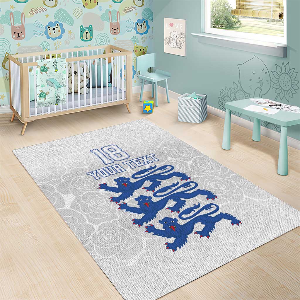 Custom England Fooball Area Rug The Three Lions Blue Version