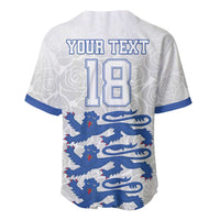 Custom England Fooball Baseball Jersey The Three Lions Blue Version