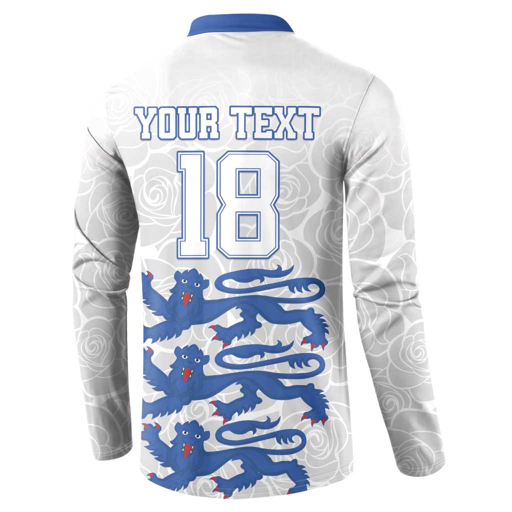 Custom England Fooball Button Sweatshirt The Three Lions Blue Version