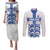Custom England Fooball Couples Matching Puletasi and Long Sleeve Button Shirt The Three Lions Blue Version