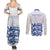 Custom England Fooball Couples Matching Summer Maxi Dress and Long Sleeve Button Shirt The Three Lions Blue Version