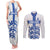 Custom England Fooball Couples Matching Tank Maxi Dress and Long Sleeve Button Shirt The Three Lions Blue Version