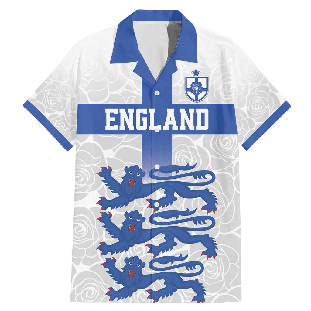Custom England Fooball Family Matching Mermaid Dress and Hawaiian Shirt The Three Lions Blue Version