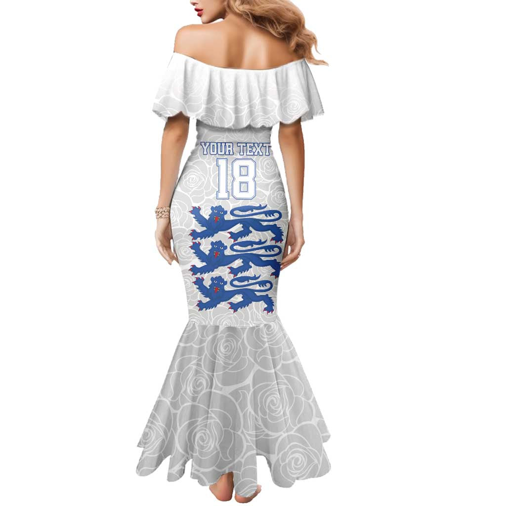 Custom England Fooball Family Matching Mermaid Dress and Hawaiian Shirt The Three Lions Blue Version