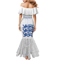 Custom England Fooball Family Matching Mermaid Dress and Hawaiian Shirt The Three Lions Blue Version