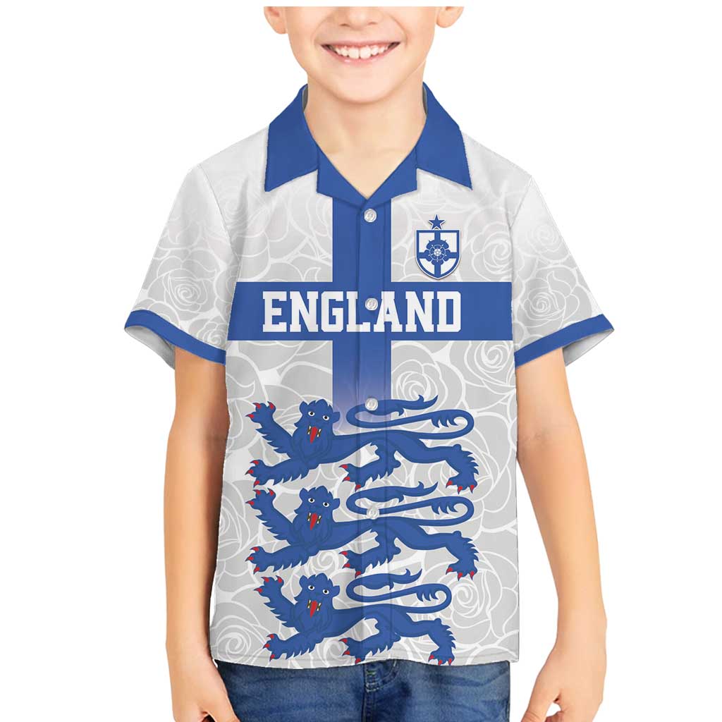 Custom England Fooball Family Matching Mermaid Dress and Hawaiian Shirt The Three Lions Blue Version