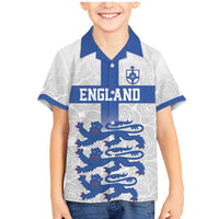 Custom England Fooball Family Matching Mermaid Dress and Hawaiian Shirt The Three Lions Blue Version