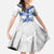 Custom England Fooball Family Matching Off The Shoulder Long Sleeve Dress and Hawaiian Shirt The Three Lions Blue Version