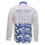 Custom England Fooball Family Matching Off The Shoulder Long Sleeve Dress and Hawaiian Shirt The Three Lions Blue Version
