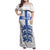 Custom England Fooball Family Matching Off Shoulder Maxi Dress and Hawaiian Shirt The Three Lions Blue Version