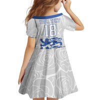 Custom England Fooball Family Matching Off Shoulder Short Dress and Hawaiian Shirt The Three Lions Blue Version