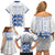 Custom England Fooball Family Matching Off Shoulder Short Dress and Hawaiian Shirt The Three Lions Blue Version