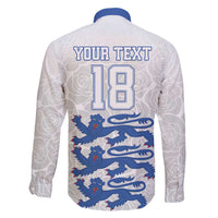 Custom England Fooball Family Matching Off Shoulder Short Dress and Hawaiian Shirt The Three Lions Blue Version