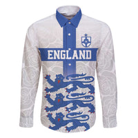 Custom England Fooball Family Matching Short Sleeve Bodycon Dress and Hawaiian Shirt The Three Lions Blue Version