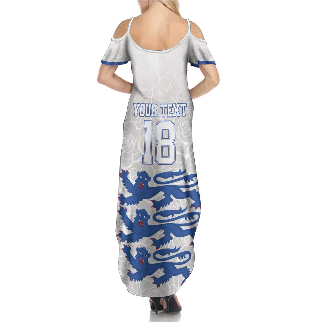Custom England Fooball Family Matching Summer Maxi Dress and Hawaiian Shirt The Three Lions Blue Version