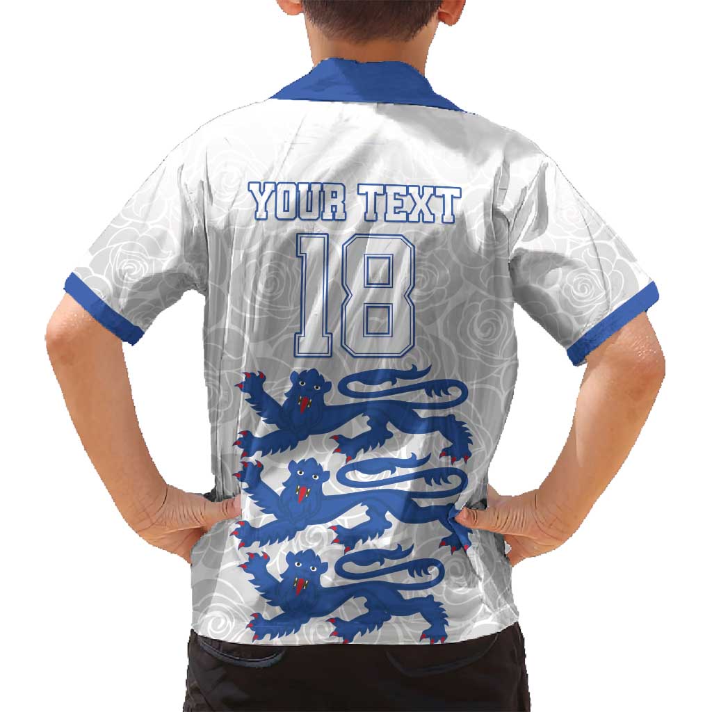 Custom England Fooball Family Matching Tank Maxi Dress and Hawaiian Shirt The Three Lions Blue Version