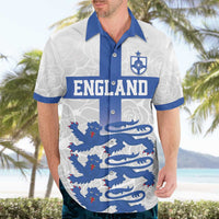 Custom England Fooball Hawaiian Shirt The Three Lions Blue Version