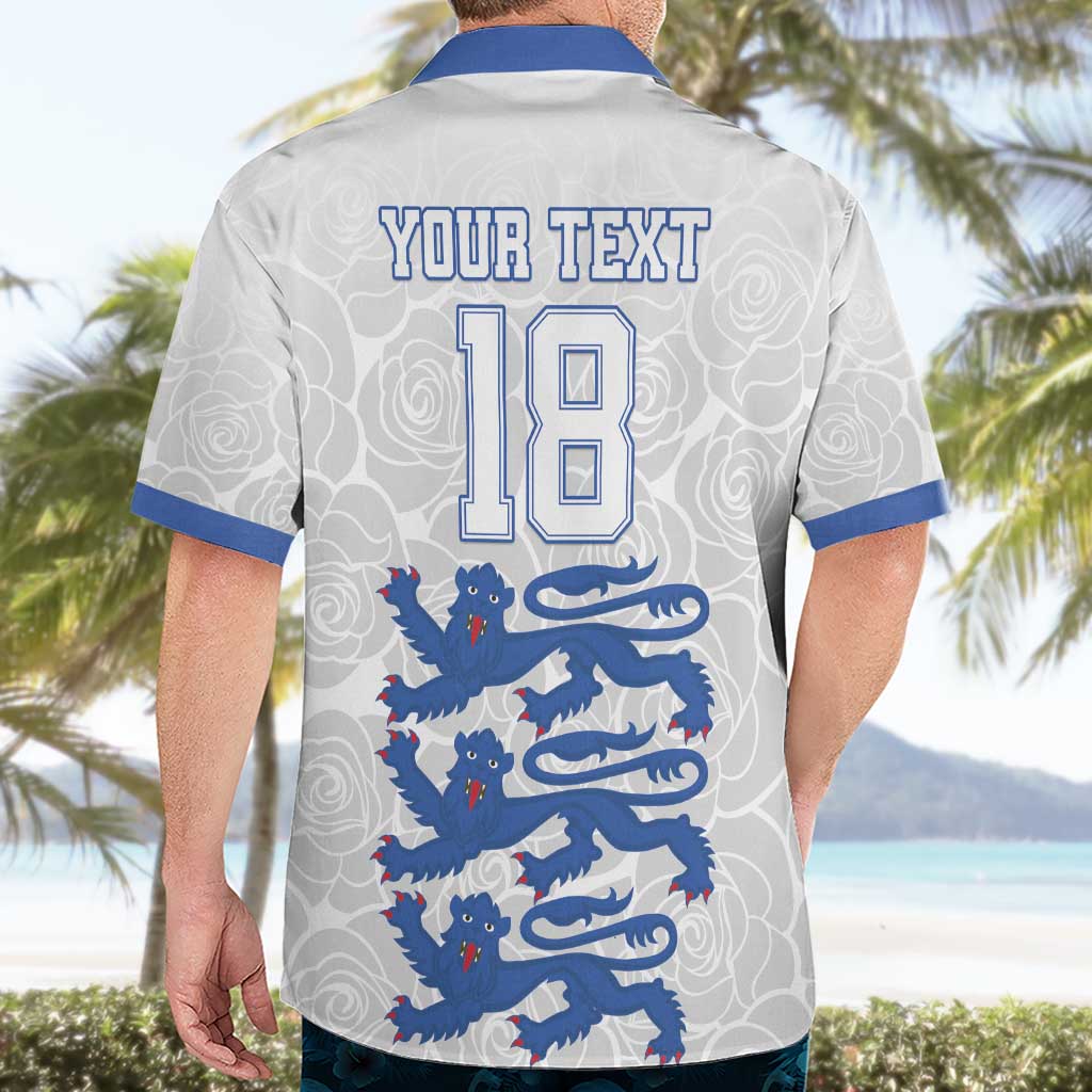 Custom England Fooball Hawaiian Shirt The Three Lions Blue Version