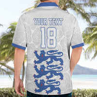 Custom England Fooball Hawaiian Shirt The Three Lions Blue Version