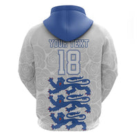 Custom England Fooball Hoodie The Three Lions Blue Version