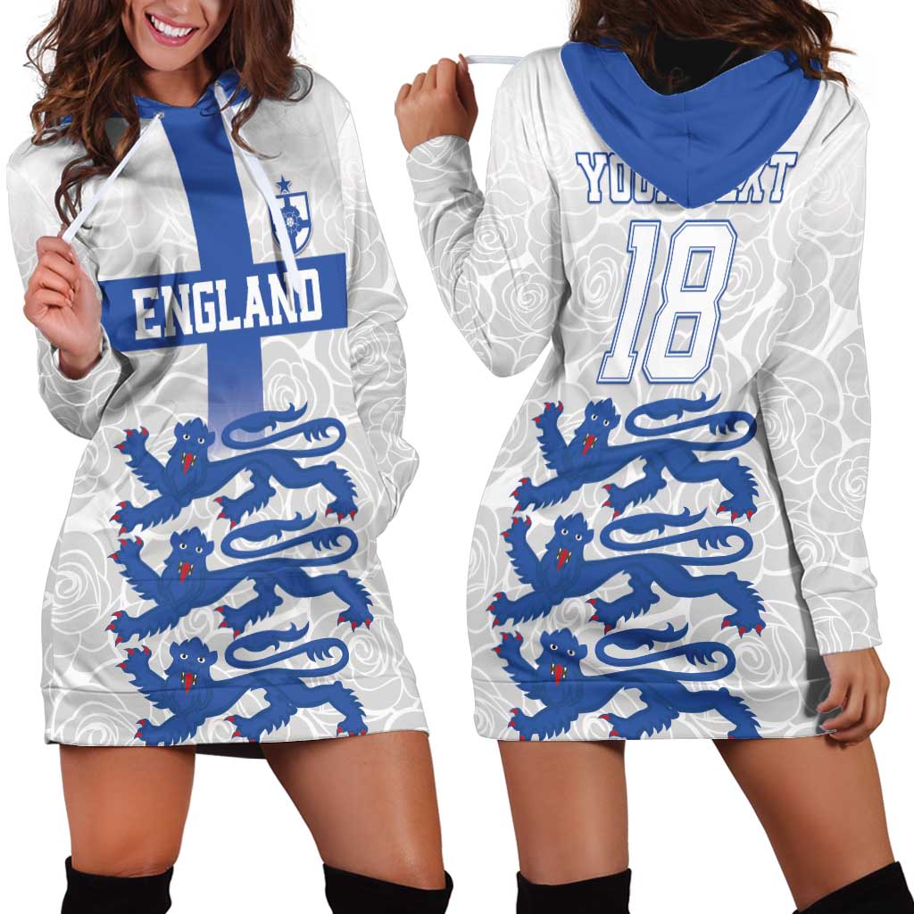 Custom England Fooball Hoodie Dress The Three Lions Blue Version