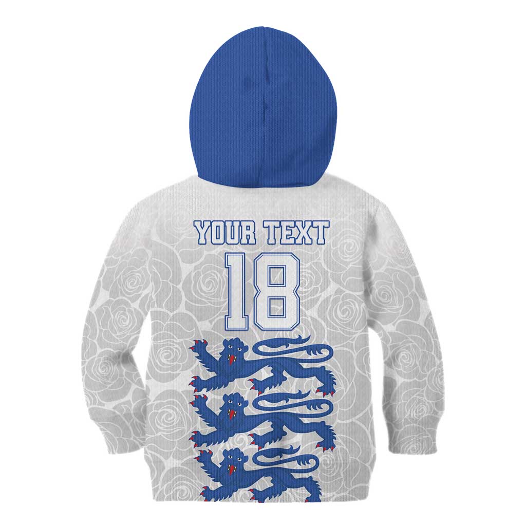 Custom England Fooball Kid Hoodie The Three Lions Blue Version
