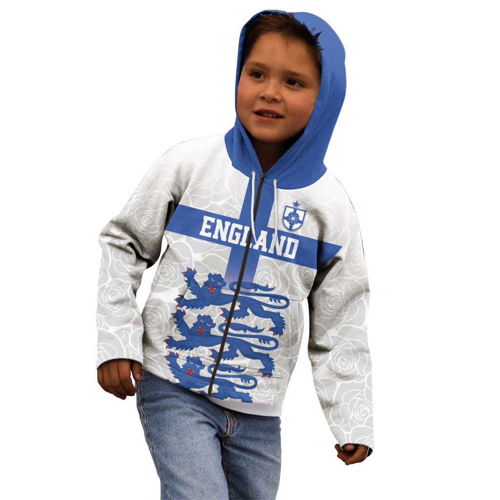 Custom England Fooball Kid Hoodie The Three Lions Blue Version