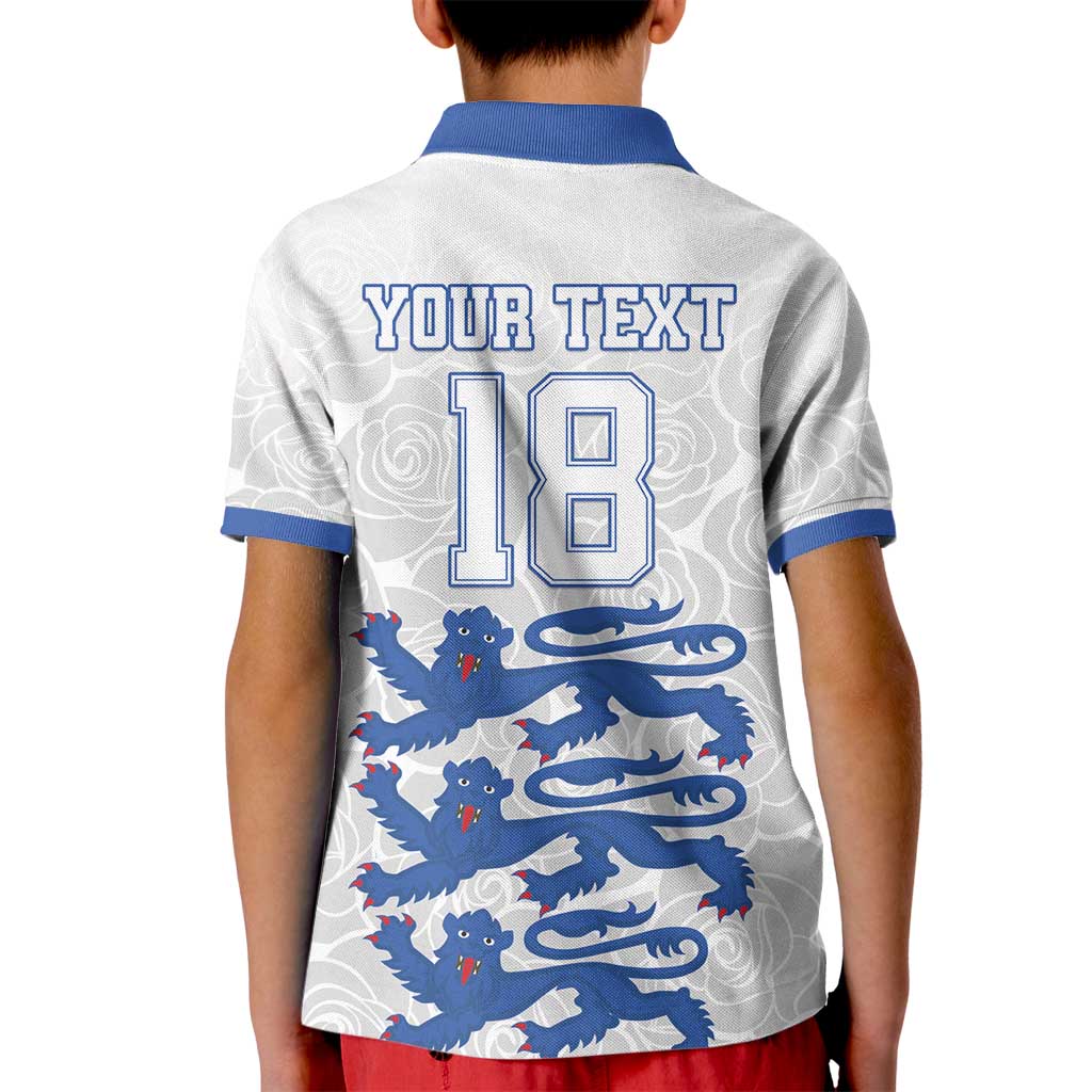 Custom England Fooball Kid Polo Shirt The Three Lions Blue Version