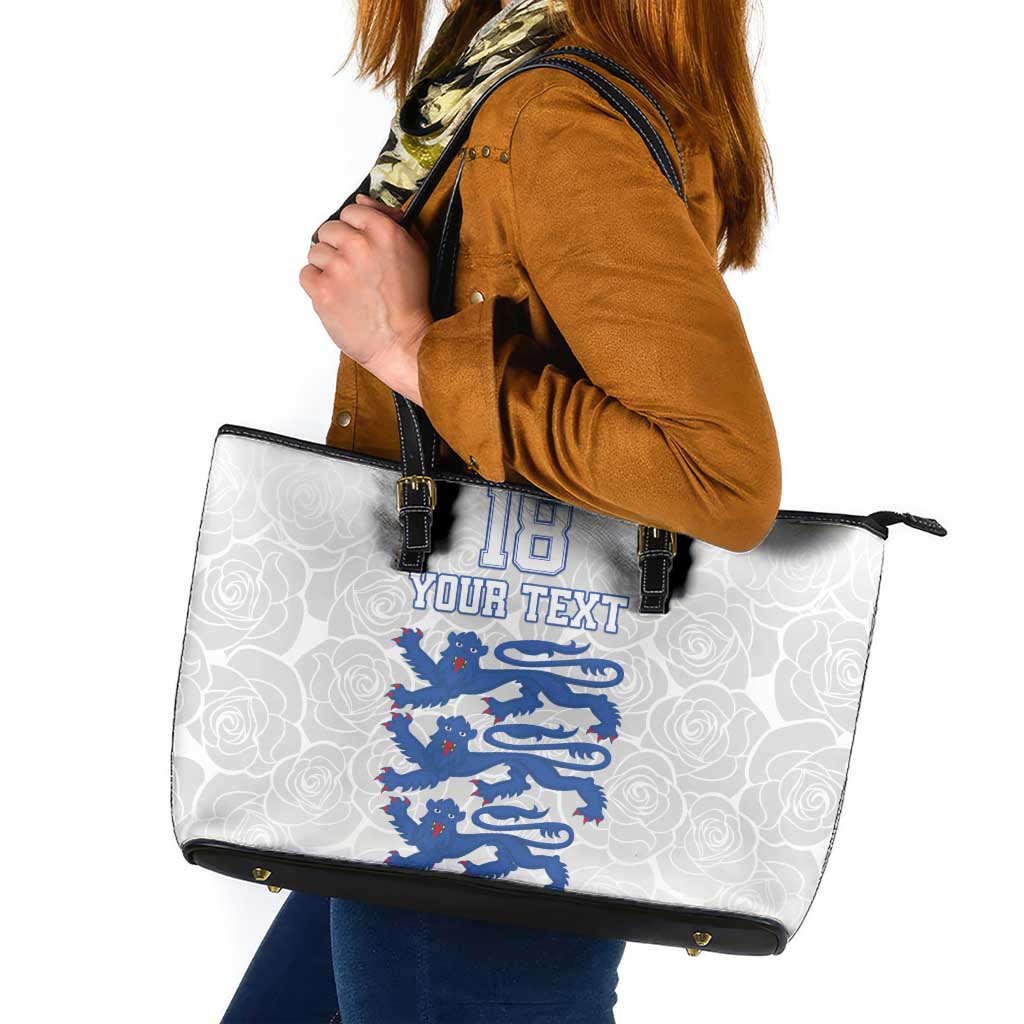 Custom England Fooball Leather Tote Bag The Three Lions Blue Version