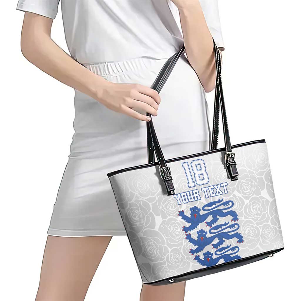 Custom England Fooball Leather Tote Bag The Three Lions Blue Version