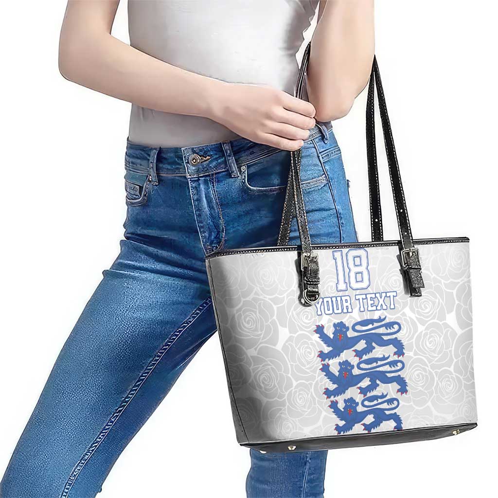 Custom England Fooball Leather Tote Bag The Three Lions Blue Version