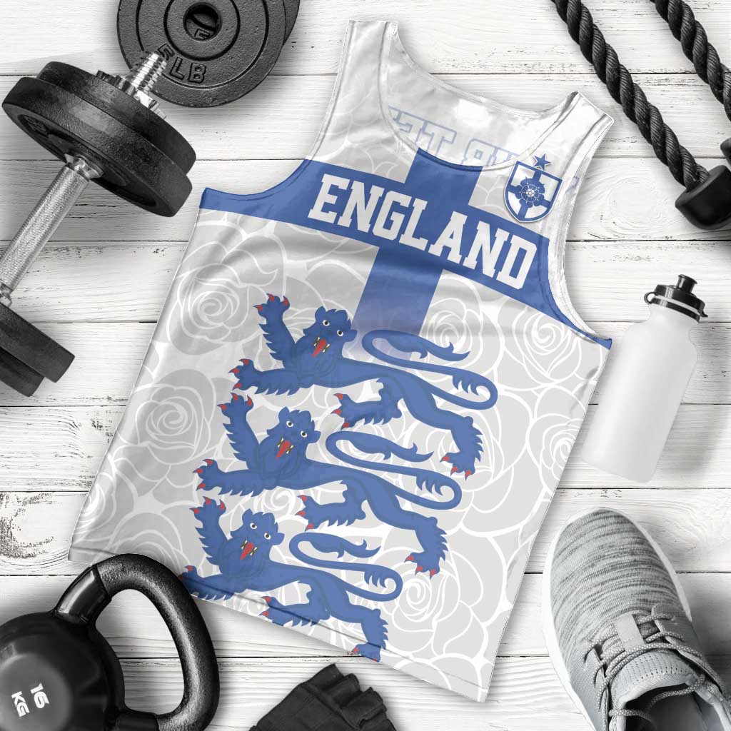 Custom England Fooball Men Tank Top The Three Lions Blue Version